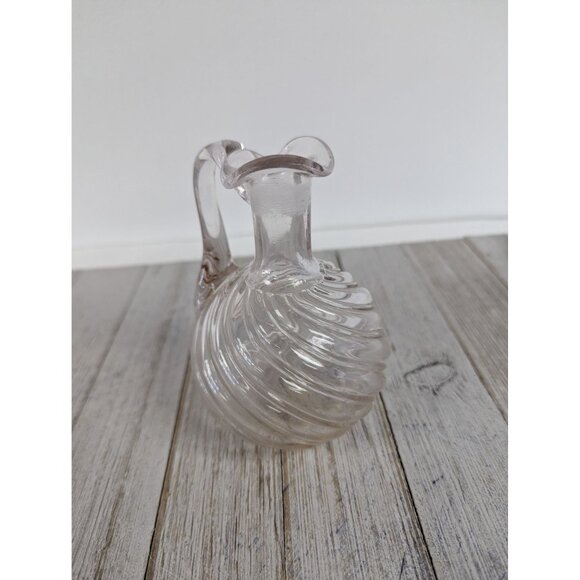 Optic Swirl Oil Cruet Light Pink No Stopper 5" Tall - Picture 4 of 7